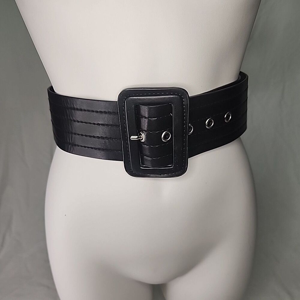 Belt Target A New Day Women's Stretchy Black Faux Leather Grommeted 2.5" X 44"